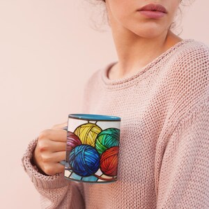 Craft Lover Gift for Mom Birthday Gift Yarn Mug Knitting Coffee Cup Gift for Grandma Knitters Mug Crocheters Gift Idea for Fiber Art Yarn image 8