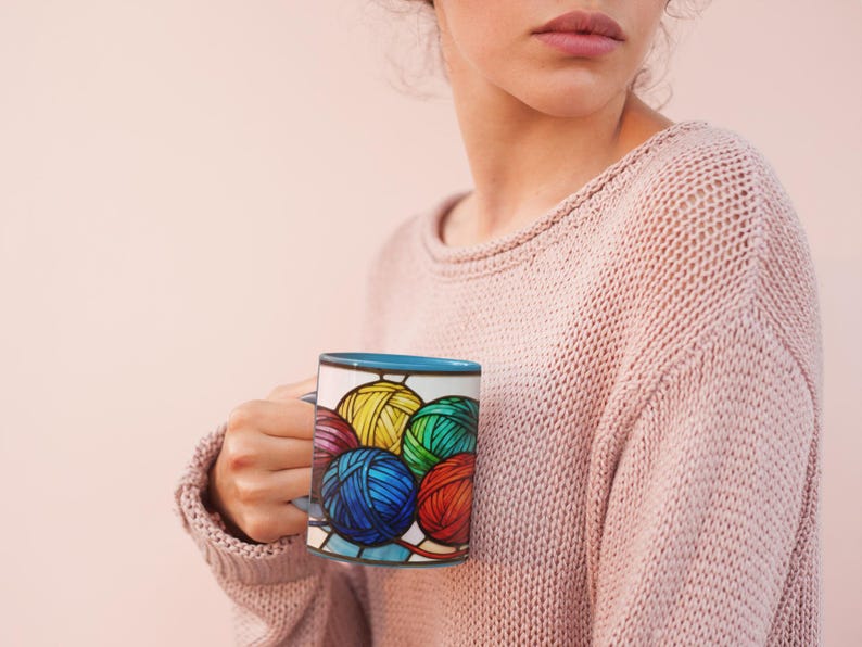Craft Lover Gift for Mom Birthday Gift Yarn Mug Knitting Coffee Cup Gift for Grandma Knitters Mug Crocheters Gift Idea for Fiber Art Yarn image 8