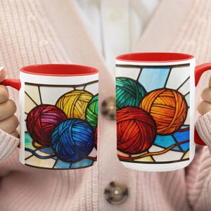 Craft Lover Gift for Mom Birthday Gift Yarn Mug Knitting Coffee Cup Gift for Grandma Knitters Mug Crocheters Gift Idea for Fiber Art Yarn image 2