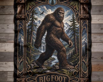 Bigfoot Lover Gift for Dad Birthday Bigfoot Blanket Gift for Him Sasquatch Gift for Husband Goblincore Decor Gift for Conspiracy Theory Fan