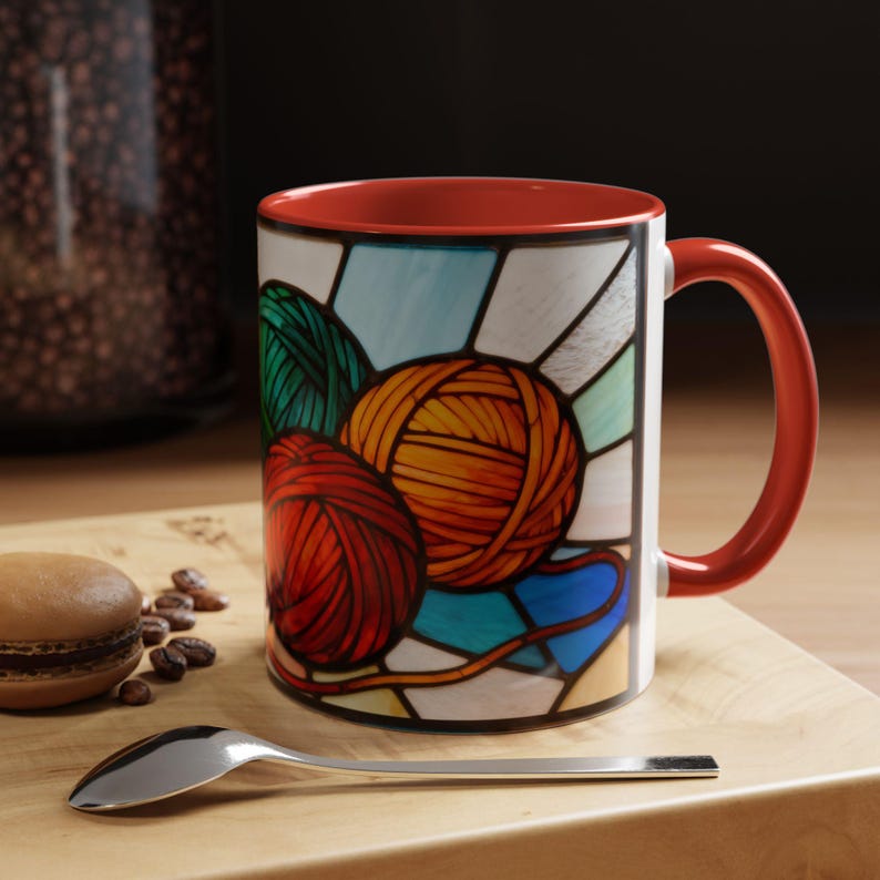 Craft Lover Gift for Mom Birthday Gift Yarn Mug Knitting Coffee Cup Gift for Grandma Knitters Mug Crocheters Gift Idea for Fiber Art Yarn image 10