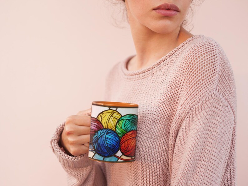 Craft Lover Gift for Mom Birthday Gift Yarn Mug Knitting Coffee Cup Gift for Grandma Knitters Mug Crocheters Gift Idea for Fiber Art Yarn image 7