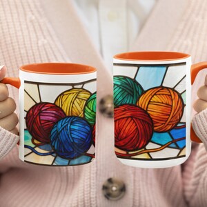 Craft Lover Gift for Mom Birthday Gift Yarn Mug Knitting Coffee Cup Gift for Grandma Knitters Mug Crocheters Gift Idea for Fiber Art Yarn image 3