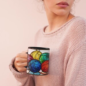 Craft Lover Gift for Mom Birthday Gift Yarn Mug Knitting Coffee Cup Gift for Grandma Knitters Mug Crocheters Gift Idea for Fiber Art Yarn image 5