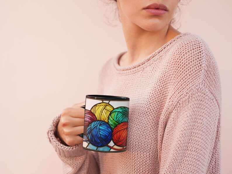 Craft Lover Gift for Mom Birthday Gift Yarn Mug Knitting Coffee Cup Gift for Grandma Knitters Mug Crocheters Gift Idea for Fiber Art Yarn image 5