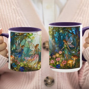 Fantasy Lover Gift for Her Birthday Gift Fairy Mug Fantasy Reader Gift for Sister Woodland Fairy Mug Fantasy Creature Gift for Fairy Lover Purple
