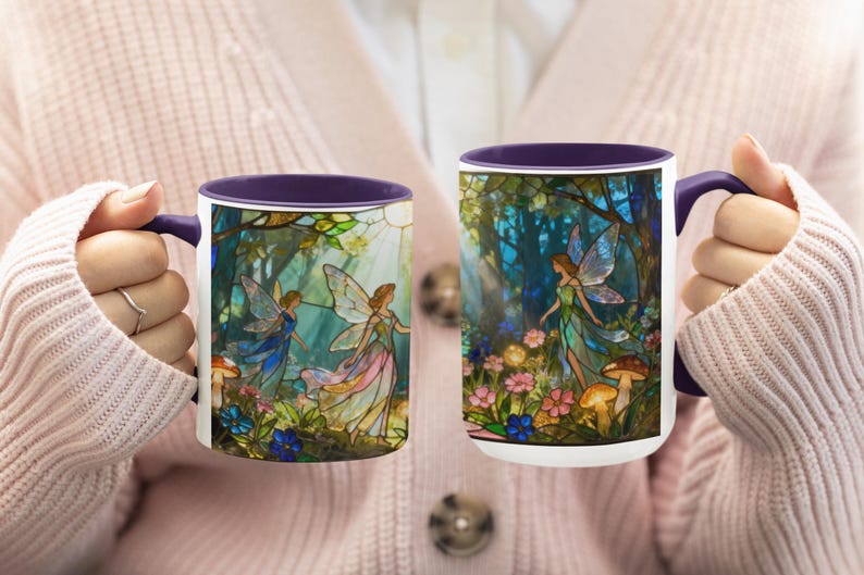 Fantasy Lover Gift for Her Birthday Gift Fairy Mug Fantasy Reader Gift for Sister Woodland Fairy Mug Fantasy Creature Gift for Fairy Lover Purple
