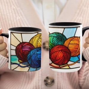 Craft Lover Gift for Mom Birthday Gift Yarn Mug Knitting Coffee Cup Gift for Grandma Knitters Mug Crocheters Gift Idea for Fiber Art Yarn image 1