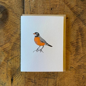 Letterpress Karte Rotkehlchen