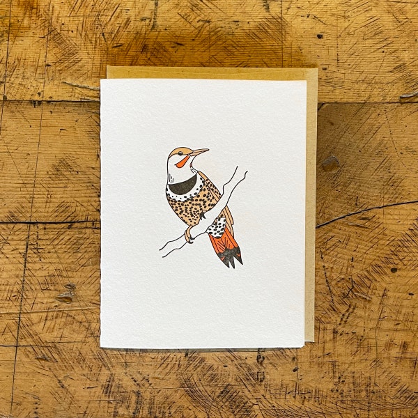 Northern Flicker Letterpress Card