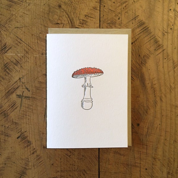 Fly Agaric Mushroom Letterpress Card