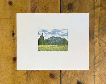 South Sister from Wickiup Plain Letterpress Print