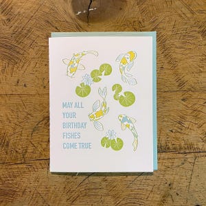 Geburtstags-Fische Letterpress Karte