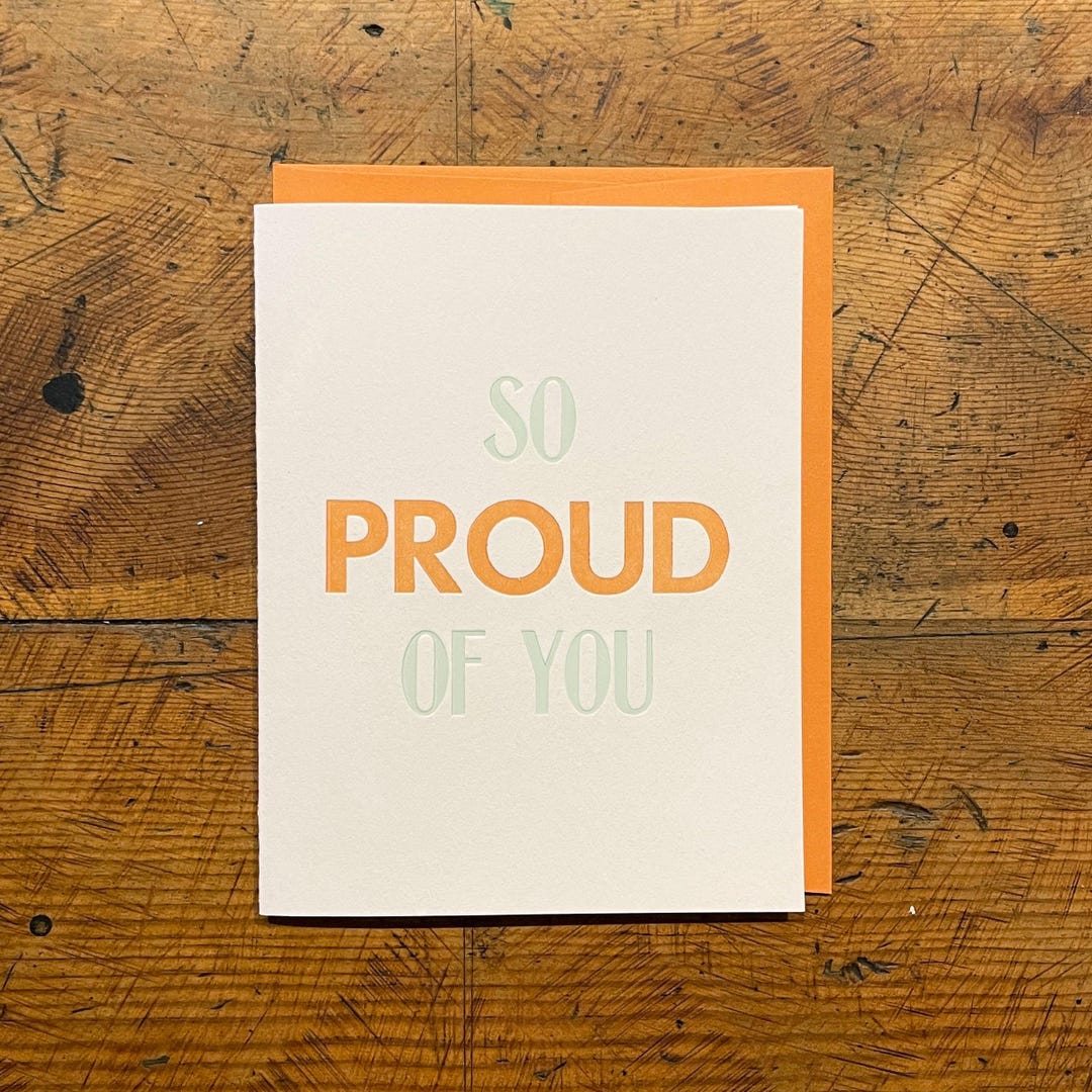 So Proud of You Letterpress Card - Etsy