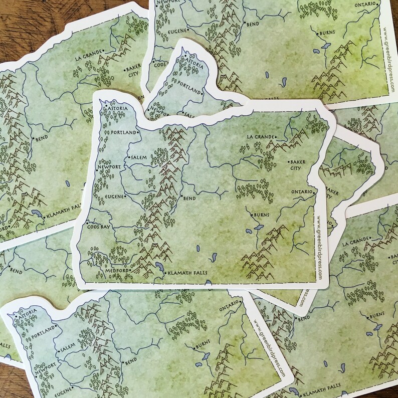 Oregon State Map Sticker Oregon State Map Sticker - Etsy