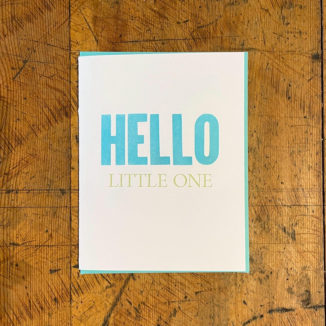 Hello Little One Letterpress Card - Etsy