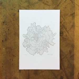 Mount Hood topografische kaart boekdruk print - 12" x 18"