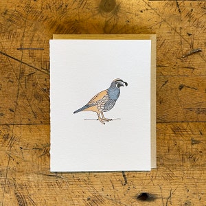 Kalifornische Quail Letterpress Karte