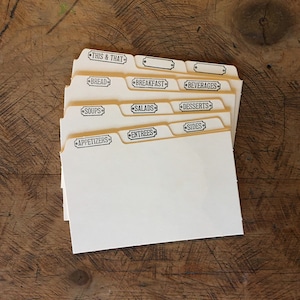 3"x5" Letterpress Recipe Card Dividers