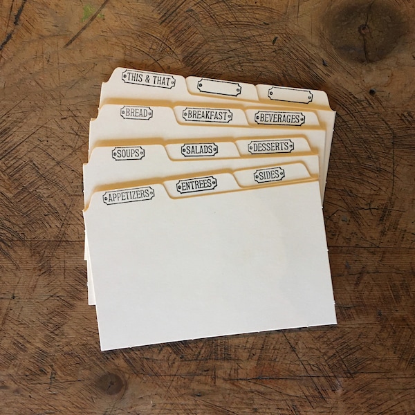 3"x5" Letterpress Recipe Card Dividers