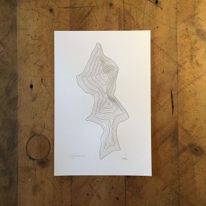 Mount Thielsen Oregon Topographic Map Letterpress Print