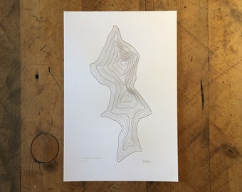 Mount Thielsen Oregon Topographic Map Letterpress Print - 12" x 18"