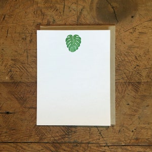 Monstera Leaf Letterpress Notecards - Set of 6