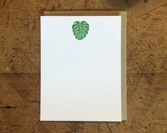 Monstera Leaf Letterpress Notecards - Set of 6