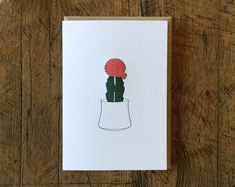 Cartão de impressão tipográfica Moon Cactus