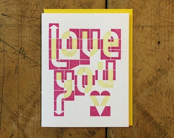 Love You Letterpress Card