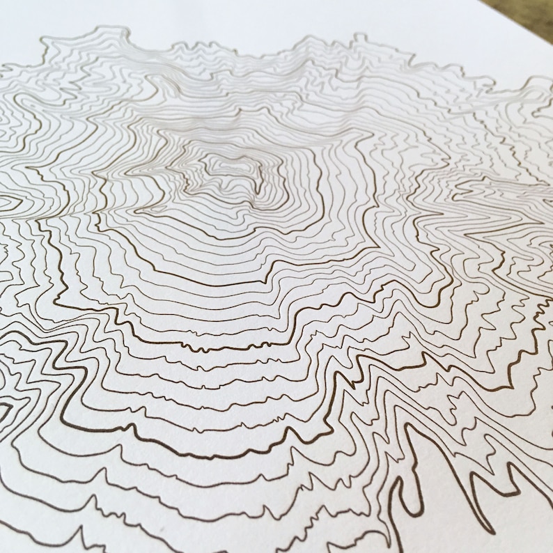 Mount Hood Oregon Topographic Map Letterpress Print - 12" x 18" image 3
