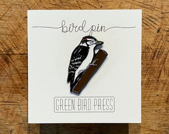 Downy Woodpecker Enamel Pin