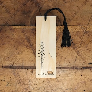 Minimal Adventure Letterpress and Watercolour Bookmark - Bear