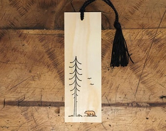 Minimal Adventure Letterpress and Watercolour Bookmark - Bear