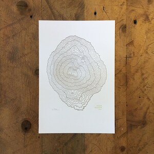 Mount Bachelor topografische kaart boekdruk print - 12" x 18"