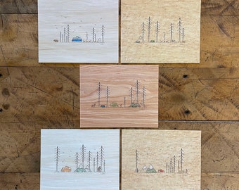 Minimal Adventure Letterpress and Watercolour Wood Prints - 8"x10"