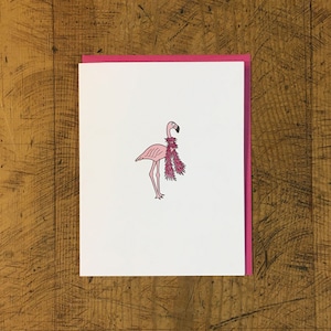 Flamingo Letterpress Karte