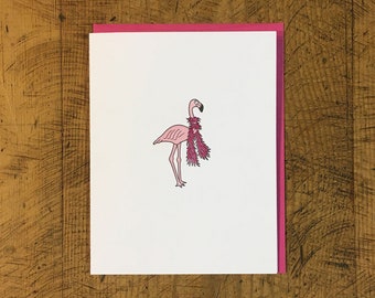 Flamingo Letterpress Card