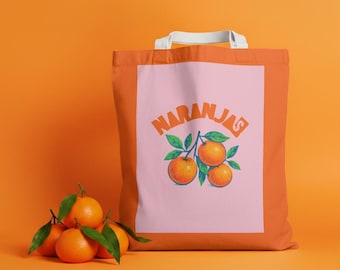 Naranjas Orange Tote Bag | Pink & Orange Design for Everyday Use