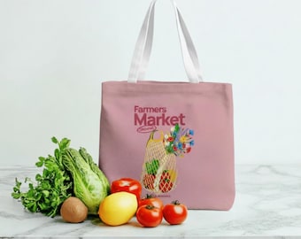 Farmers Market Produce Tote Bag | Floral & Fruit Market Design