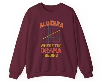 Algebra Teacher Sweatshirt, Math Drama Crewneck, Funny Middle School Gift