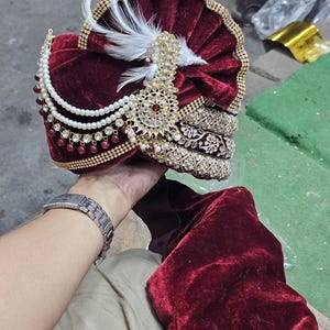 Kastanjebruine gouden Dulha Pagri-tulband | Bruidegom Bruiloft Safa
