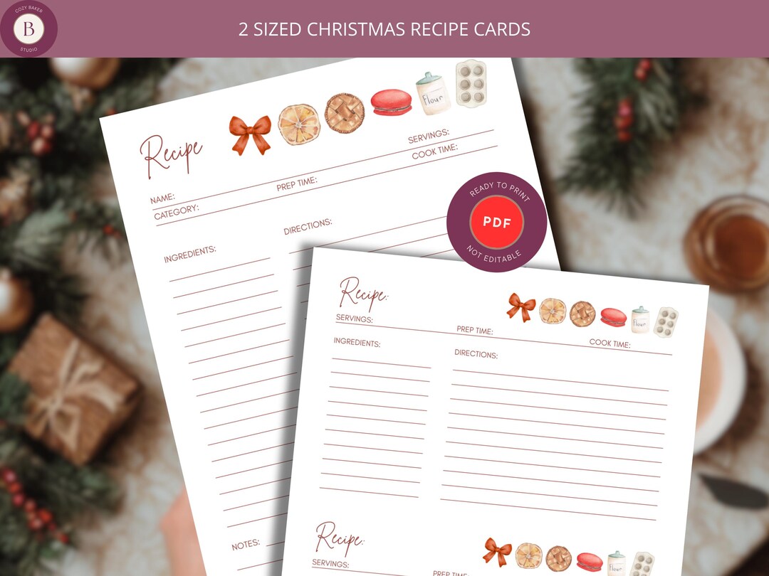 Recipe Build Chart.pdf Printable Recipe Card | Holiday PDF for Bakers | Recipe Organizer, Free ...