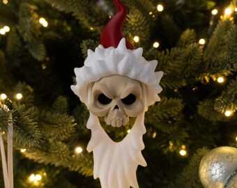 CHRISTMAS SKULL, Santa Skull, Christmas Tree Ornament, Gothic