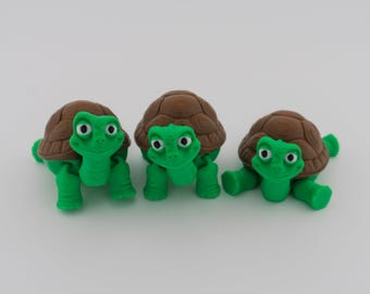 Articulated Flexi Tortoise Fidget Toy – 3D Printed Desk Companion – 2.5 Inch