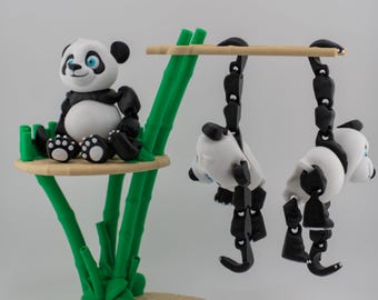 Articulated Panda Figurine | Poseable Hanging Collectible Toy