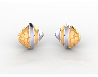 Elegantes pendientes de dos tonos en plata esterlina 925, regalo para ella.