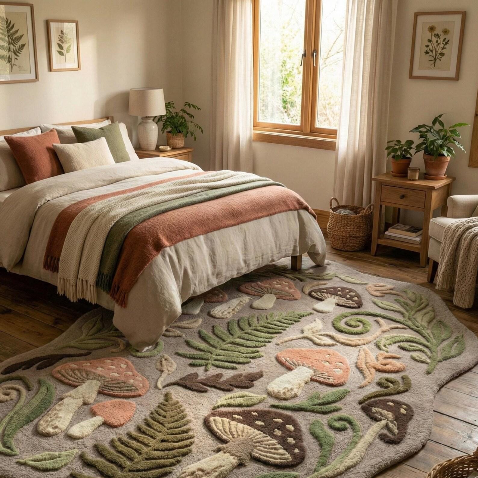 Hand Tufted 3D Moss Rug Forest Green Wool Area Rug Large Abstract ...