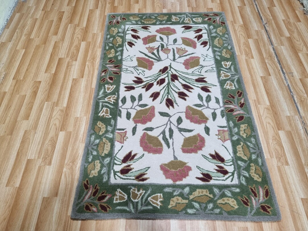 Hand Tufted Floral Wool Rug, Botanical Area Carpet, Vintage Inspired ...