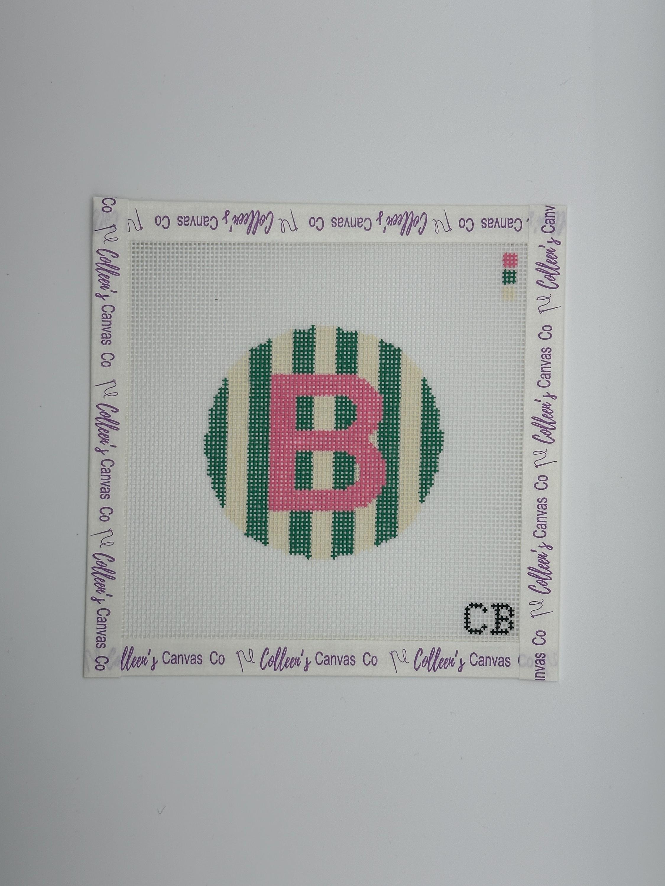 Script Numbers Needlepoint Custom Initial/number Striped Circle Hand-painted Needlepoint Canvas - Etsy